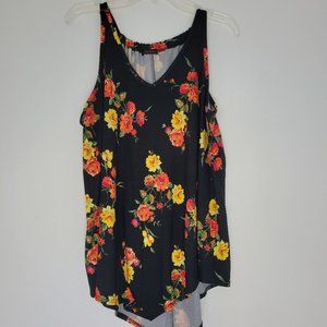 First Love, XL, Black top with floral print